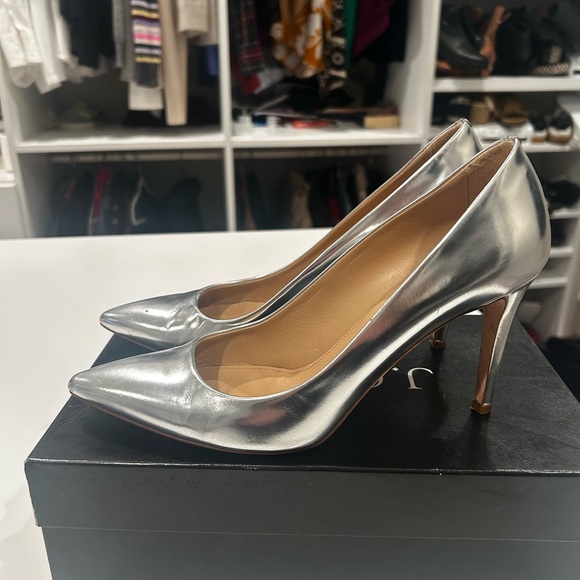 J. Crew Women's Silver Heels Metallic Size 8.5 - Picture 2 of 3